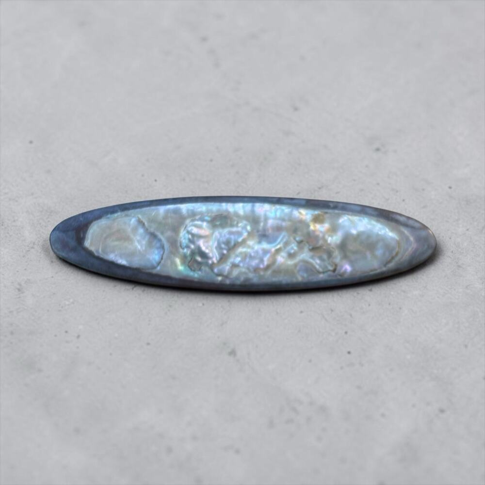 Antique Victorian Abalone Shell Brooch Navette Pin C Clasp Mother of Pearl